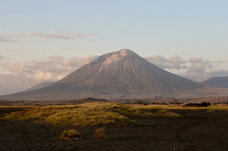 Ol Doinyo Lengai volcano in golden evening light