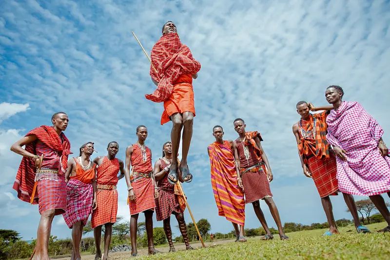 Maasai warriors performing the jumping dance